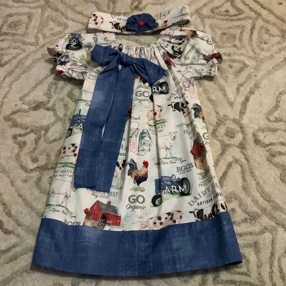 Handmade smock dress with headband